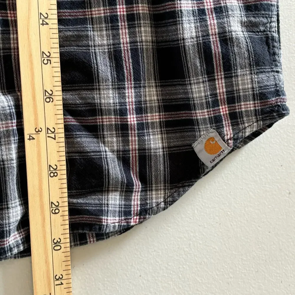 Carhartt Button‎ Down Shirt Top Men's Size Medium Long Sleeves Relaxed Fit Plaid